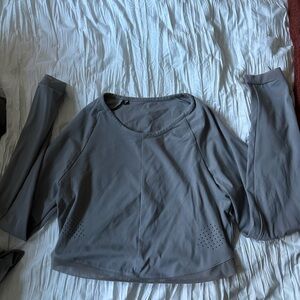 Gymshark x Whitney summons grey cropped long sleeve workout top size medium